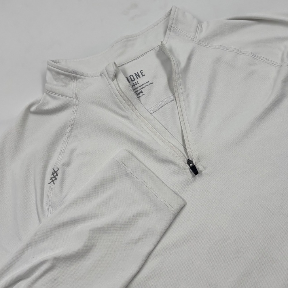 Rhone Mako Quarter Zip Pullover Mens M White Long Sleeve Performance Shirt